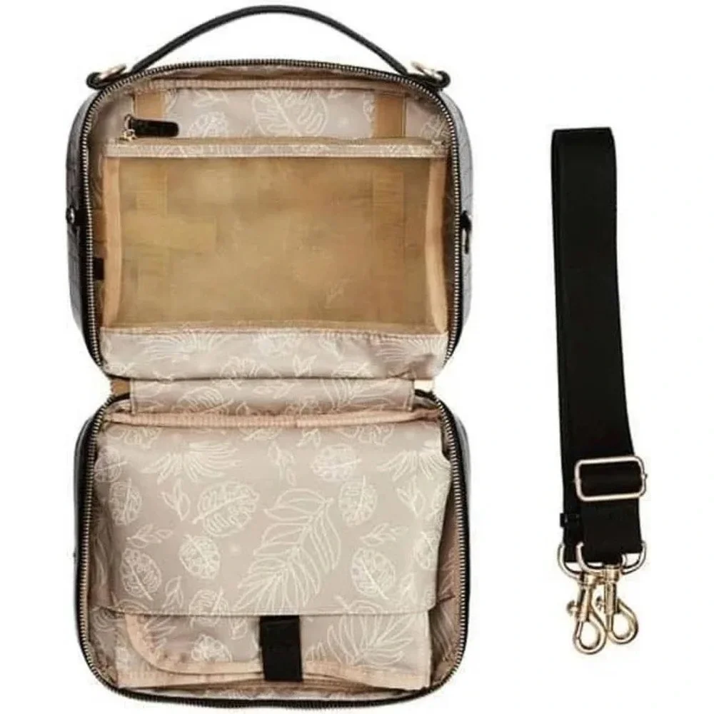 TWELVELITTLE Peek-A-Boo Crossbody Diaper Bag Leopard Print Vegan Leather‎ Tan